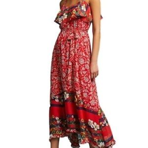 Anthropologie Red Floral Dress